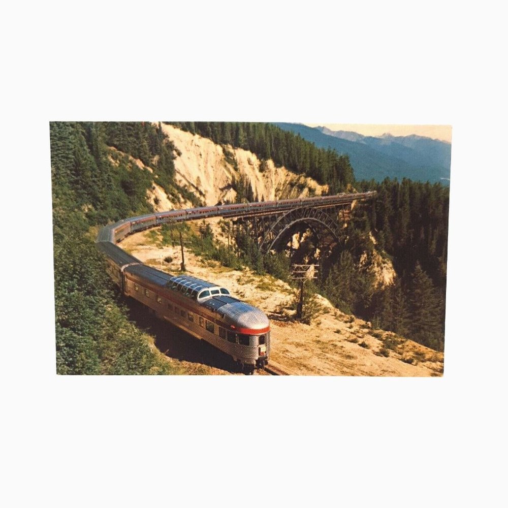 Stoney Creek Bridge CP Rail Dome Train Canada Rockies Vintage Photo Postcard